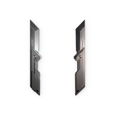 Two slim black utility knives shown side by side on a plain white background.